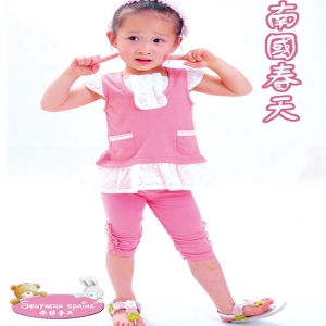 蜜儿公主韩版夏童装 海军条纹 拼接蕾丝裙 公主裙 娃娃裙 特